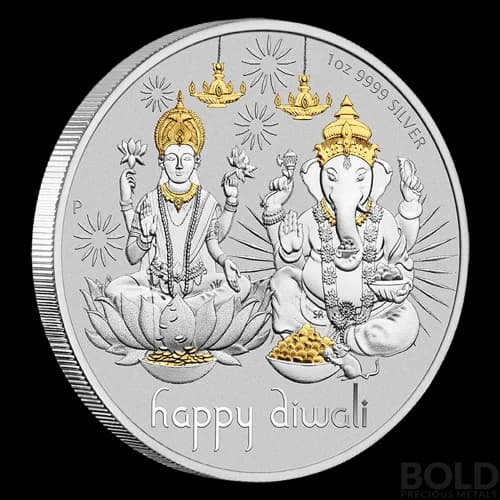 Perth Diwali Celebration 1 oz Silver Gilded Medallion