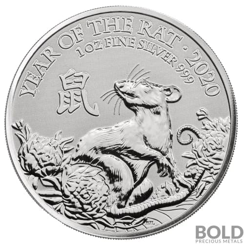 2020 Silver Great Britain Lunar Rat BU - 1 oz