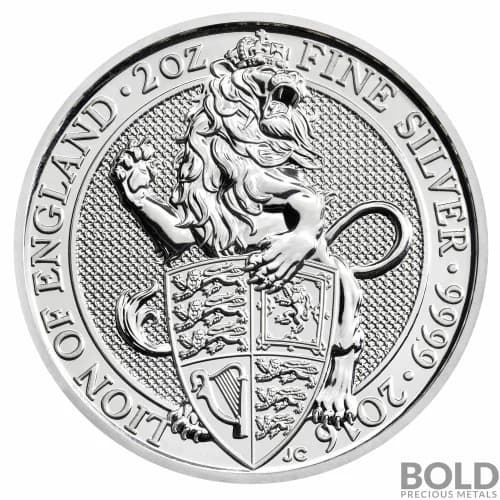 2016 Silver Great Britain Queen's Beasts (The Lion) - 2 oz-Impaired
