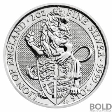 2016 Silver Great Britain Queen's Beasts (The Lion) - 2 oz-Impaired