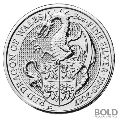 2017 Silver Great Britain Queen's Beasts (The Red Dragon) - 2 oz