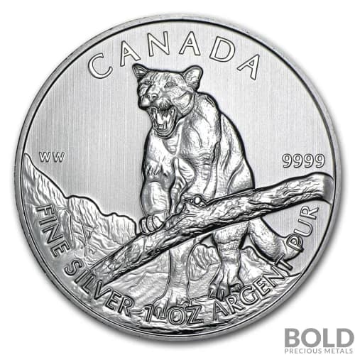 2012 Canada Wildlife Cougar 1 oz Silver BU