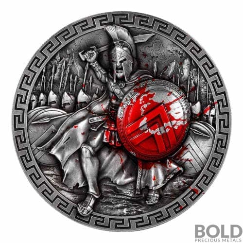 2023 Chad: King Leonidas I of Sparta HR Antiqued 5 oz Silver