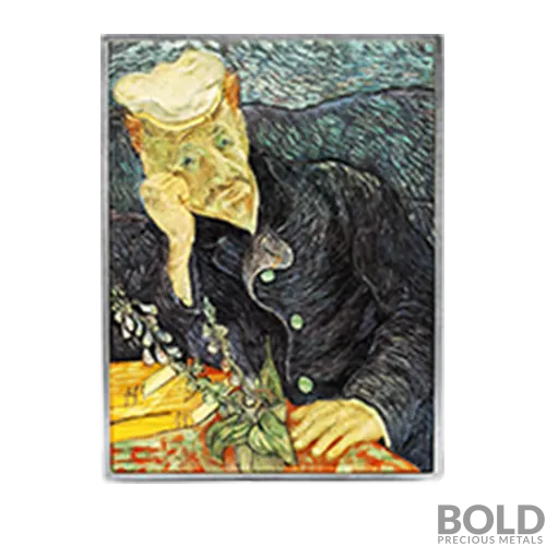 2021 Chad Vincent Van Gogh - Colored Self Portrait 2 oz Silver HR Antiqued