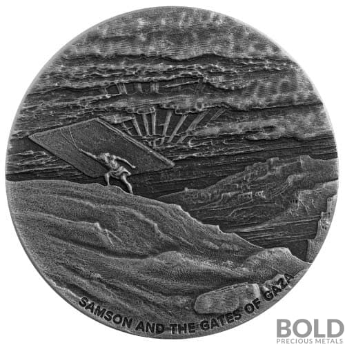 2022 Silver 2 oz Fiji Samson and the Gates of Gaza Biblical Series Coin