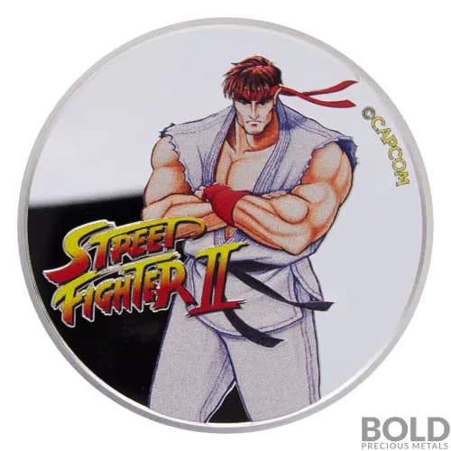2021 Fiji Street Fighter II Ryu 1 oz Silver Colored BU