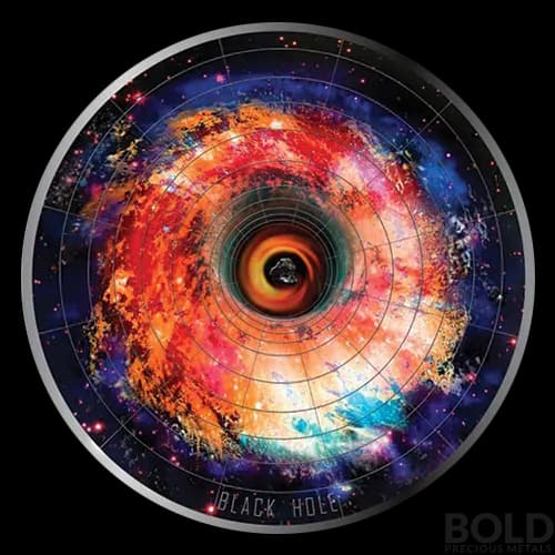 2021 Niue Universe Black Hole 2 oz Silver UV Antiqued