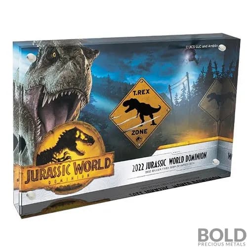 2022 Niue Jurassic World T Rex Sign Shaped 2 oz Silver Antique Coin