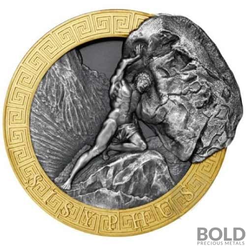 2022 Niue Mythology: Sisyphus 2 oz Silver Antiqued HR