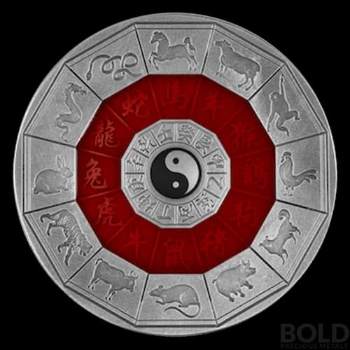 2022 Niue Chinese Calendar 2 oz Silver Antique Coin