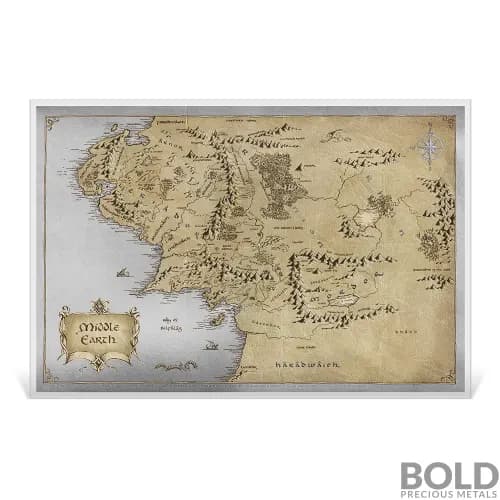 2021 Niue Lord Of The Rings Middle Earth Map 35g Silver Foil
