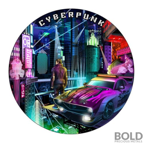 2021 Niue Punk Universe CYBERPUNK 2 oz Silver UV Antiqued