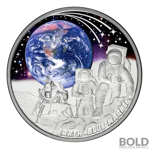 2022 Niue Earth Blue Marble 1 oz Silver Colored Proof
