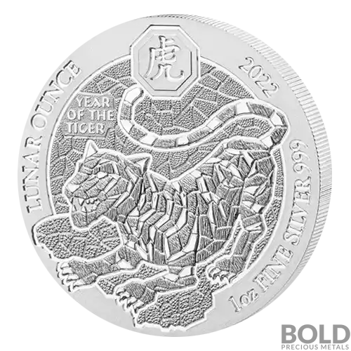 2022 Rwanda Lunar Year of the Tiger 1 oz Silver BU