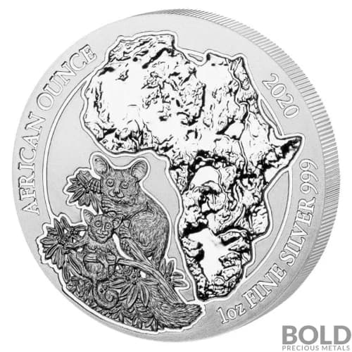 2020 Rwanda African Ounce Bushbaby 1 oz Silver BU
