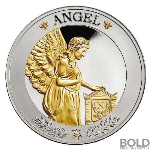 2021 St Helena Napoleon Angel 1 oz Silver Gilded Proof