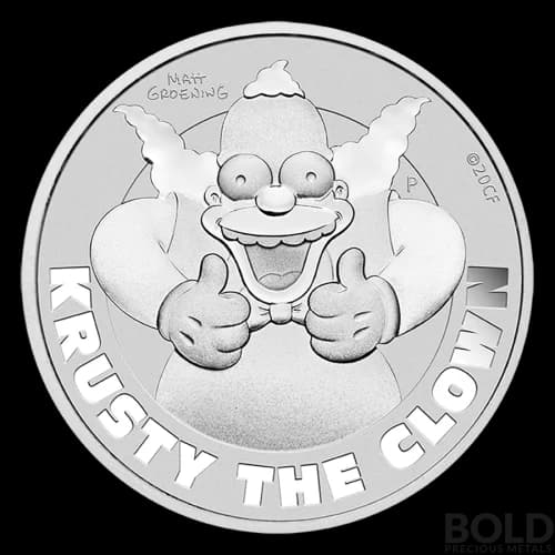 2020 Tuvalu The Simpsons Krusty The Clown 1 oz Silver BU