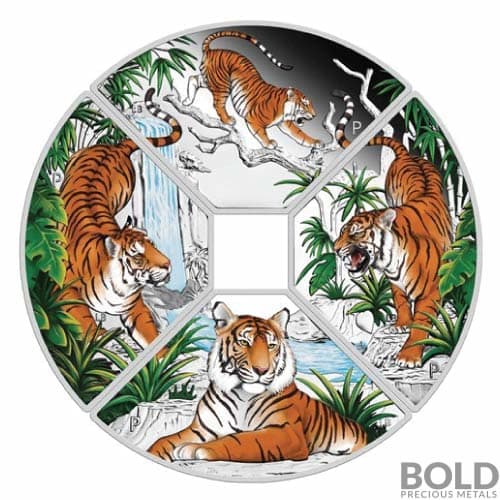 2022 Tuvalu Year of the Tiger Quadrant 4-Coin Silver Proof