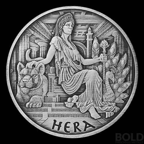 2022 Tuvalu Gods of Olympus: Hera 1 oz Silver Antiqued