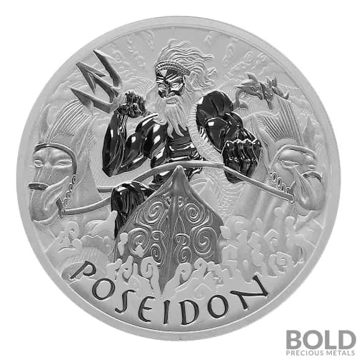 2021 Tuvalu Gods of Olympus: Poseidon 1 oz Silver BU