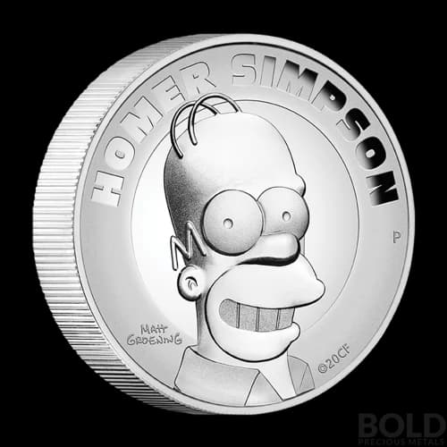 2021 Tuvalu Homer Simpson 2 oz Silver High Relief Proof