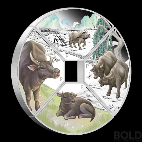 2021 Silver Tuvalu Year of the Ox Quadrant 4-Coin Proof
