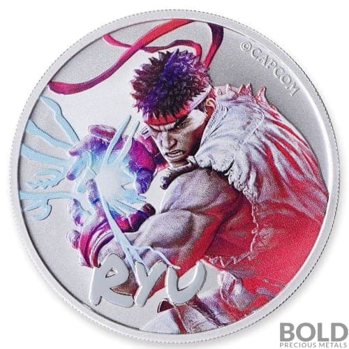 2022 Tuvalu Street Fighter: Ryu 1 oz Silver BU Colored