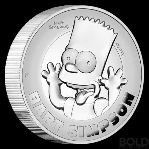 2022 Tuvalu Bart Simpson 2 oz Silver High Relief Proof