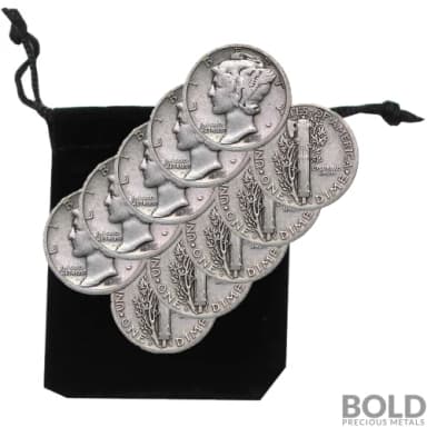 90% Silver - $1 FV Mercury Dime Circulated