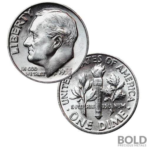 90% Silver Roosevelt Dimes ($1 FV, BU)
