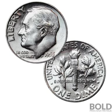 90% Silver Roosevelt Dimes ($1 FV, BU)