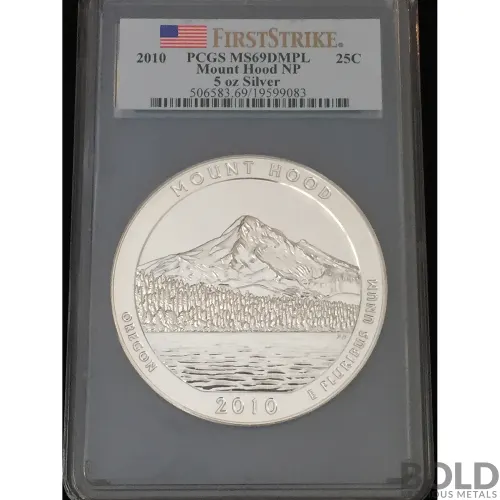 2010 Silver 5 oz ATB Mount Hood NP First Strike PCGS MS69 DMPL