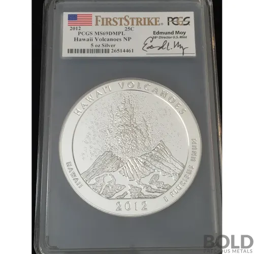 2012 Silver 5 oz ATB Hawaii Volcanoes NP First Strike PCGS MS69 DMPL (Moy)