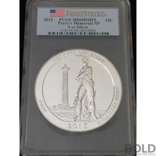 2013 Silver 5 oz ATB Perry's Victory NP First Strike PCGS MS69 DMPL