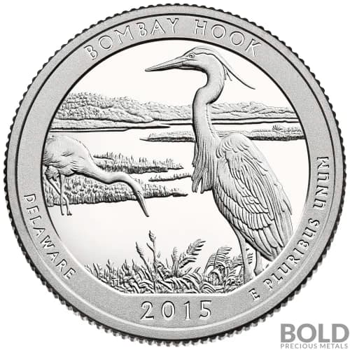 2015-S Silver Proof ATB Quarter - BOMBAY HOOK