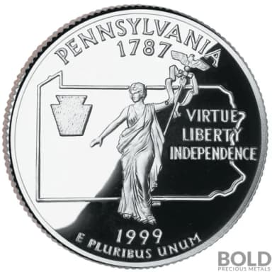 1999-S Silver Proof State Quarter - PENNSYLVANIA