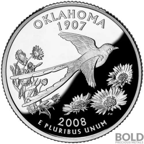 2008-S Silver Proof State Quarter - OKLAHOMA