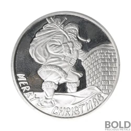 Silver - 1 oz Christmas Round (Santa On The Roof)