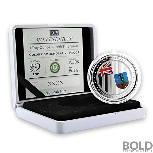 2018 EC8 Montserrat Emerald Isle 1 oz Silver Proof (Colored)