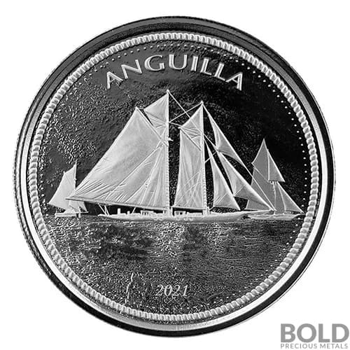 2021 1 oz Silver EC8 Anguilla Sailboat BU