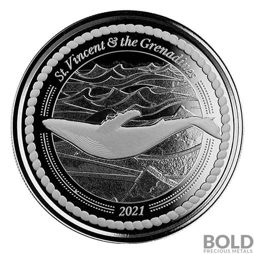 2021 St. Vincent & The Grenadines: Humpback Whale 1 oz Silver BU