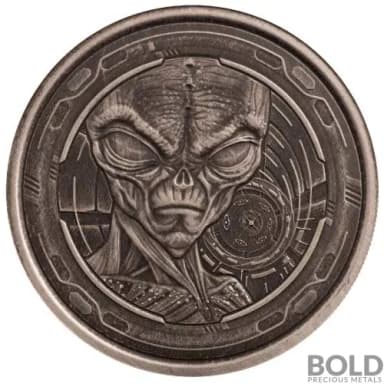 2022 Silver Ghana Alien 1oz Antiqued