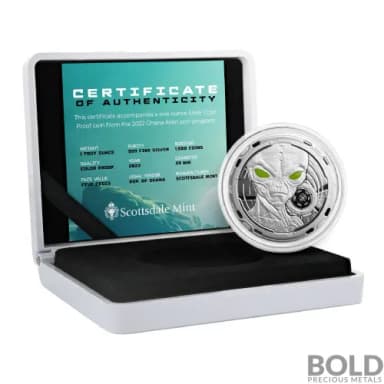 2022 Silver Ghana Alien 1 oz Silver Colored