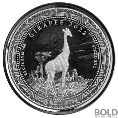 2022 Silver 1 oz Equatorial Guinea Giraffe Coin