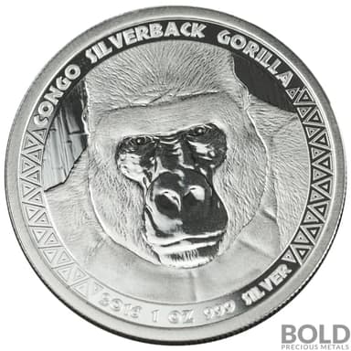 2016 Silver 1 oz Republic of Congo Gorilla