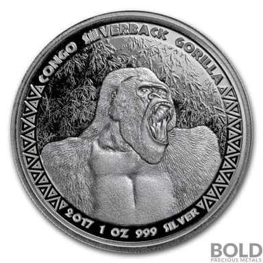 2017 Silver 1 oz Republic of Congo Gorilla
