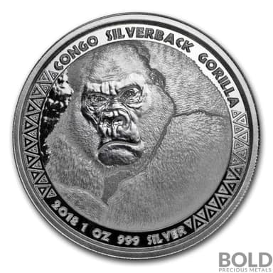 1 oz Silver Republic of Congo Gorilla 2018