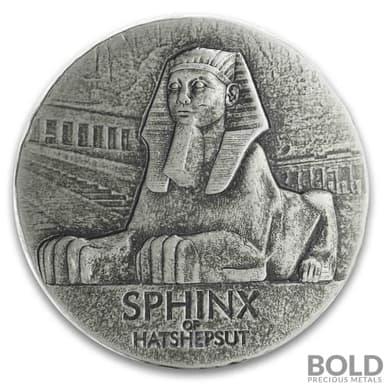 2019 Silver 5 oz Republic of Chad Sphinx of Hatshepsut Antiqued
