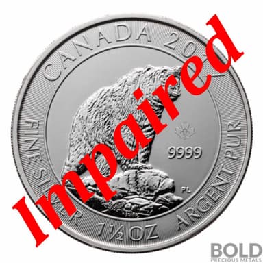 2017 Silver 1.5 oz Canada Grizzly Bear *Spotted