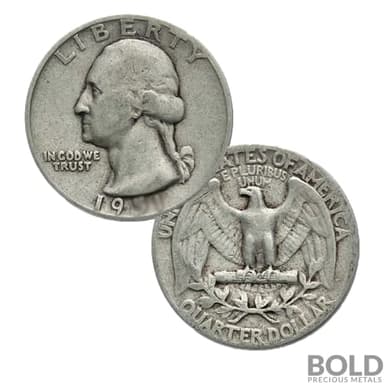 90% Silver - $0.25 FV Mixed Quarters Circulated/Junk